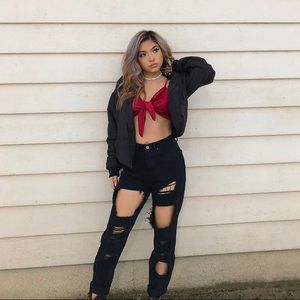 ripped black mom jeans